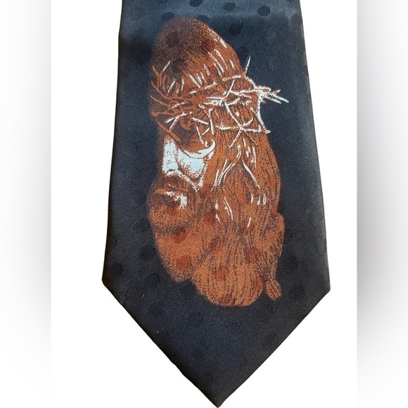 Crown of Thorns Calvary Jesus - Designer Renaissance Easter Necktie - Cross - Picture 2 of 5